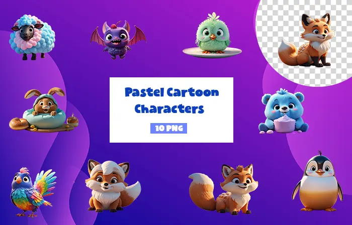 Funny 3D Pastel Cartoon Character Elements
